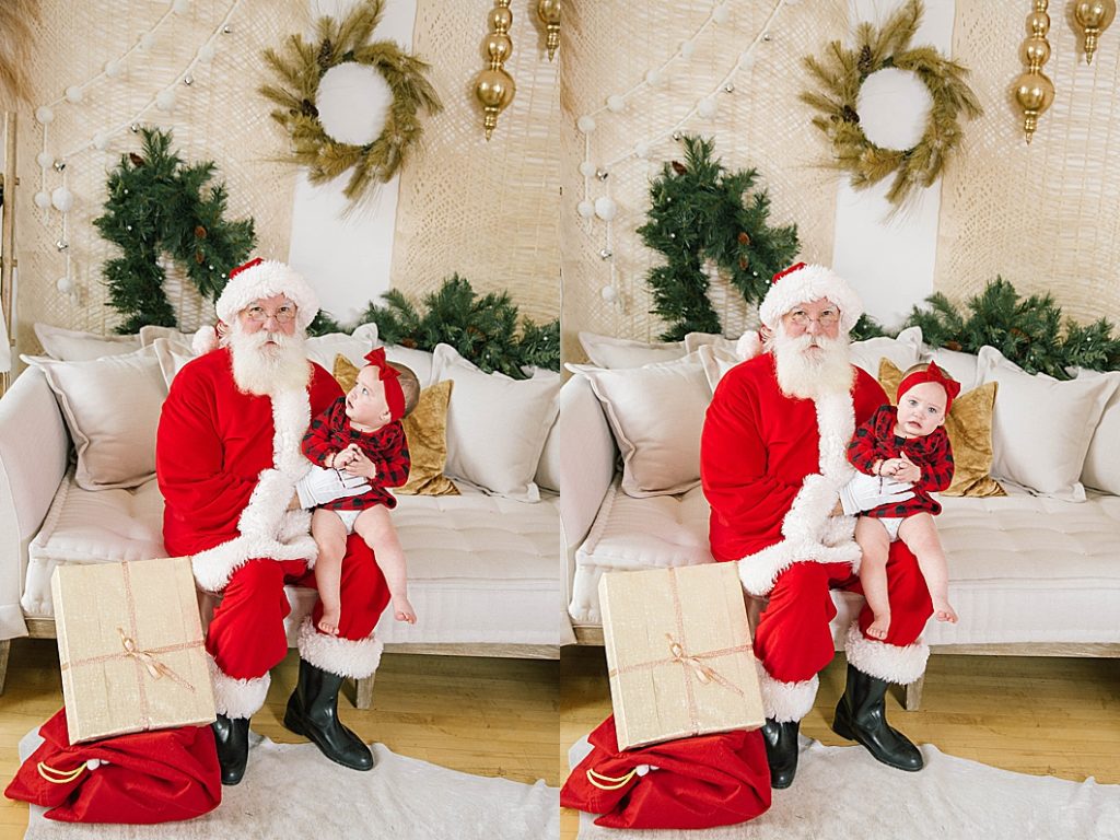 santa holding baby during pocatello christmas photography