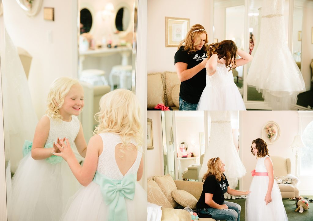 bride and daughter getting ready wedding photos