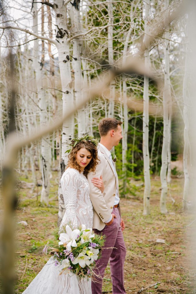 Bride and Groom in forest