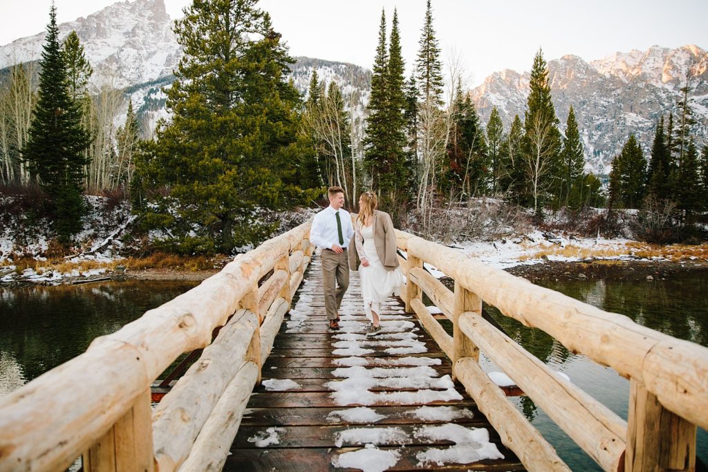 Pine forested wedding photos in Jackson Hole