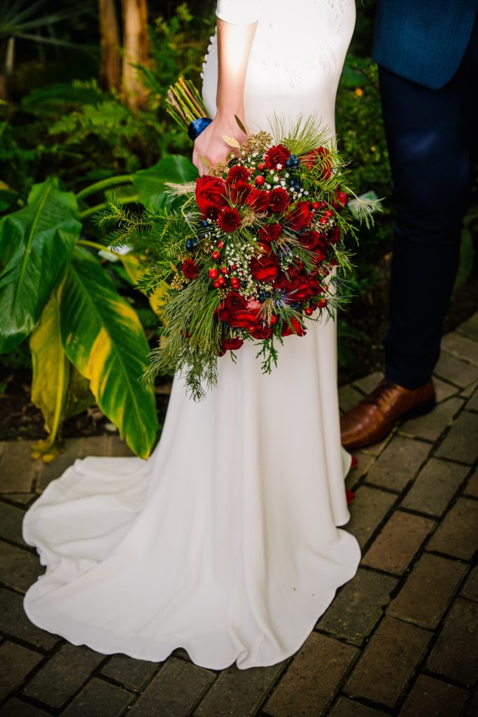 Jackson Hole wedding photographer captures bride holding bouquet 