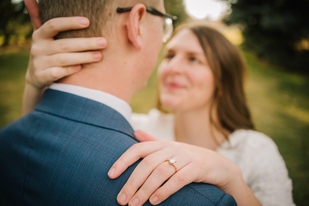 Jackson Hole wedding photographer captures bride looking at groom