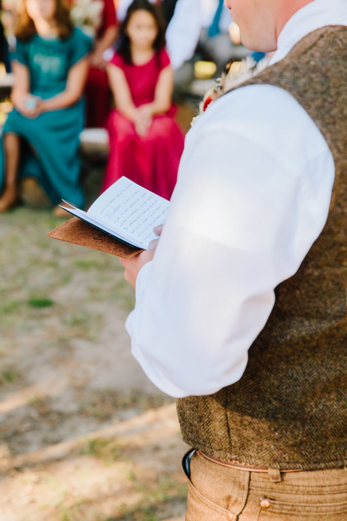 Jackson Hole wedding photographer captures Hand written wedding vows