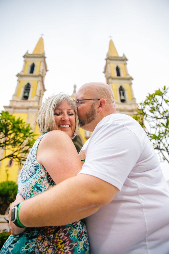 Jackson Hole wedding photographer captures couple in front of catholic church mazatlan
