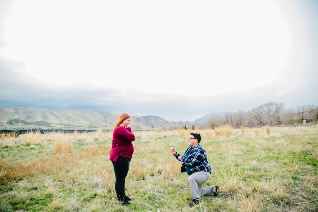 Jackson Hole wedding photographer captures Surprise proposal Idaho Same sex couple