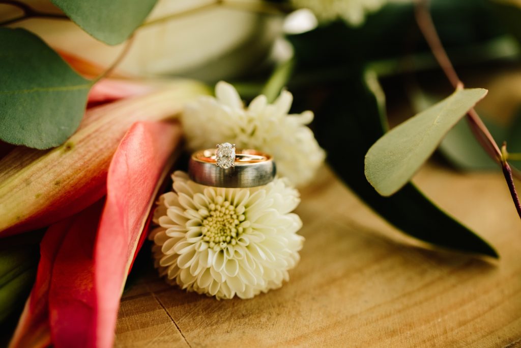 Jackson Hole wedding photographer captures Ring on flower