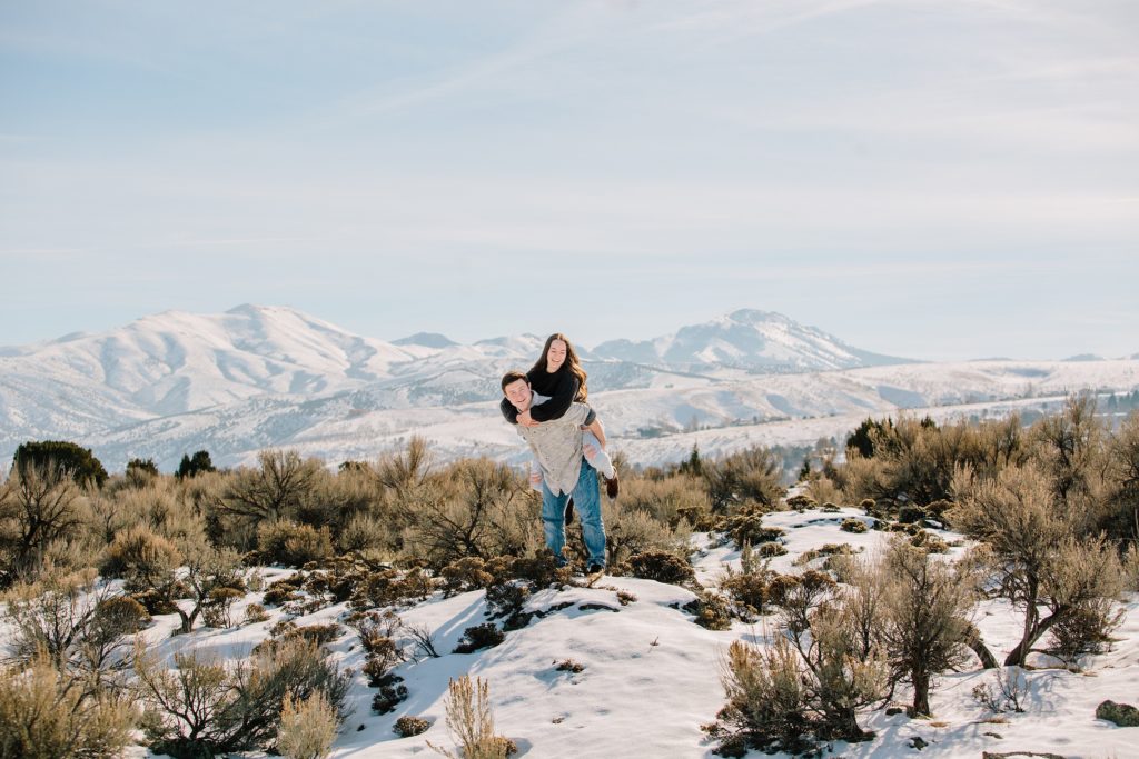 Jackson Hole wedding photographers capture couple having fun during idaho engagements