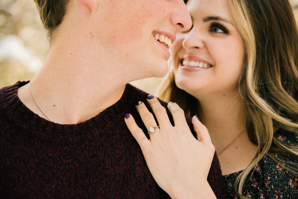 Jackson Hole wedding photographer captures ring shot engagement