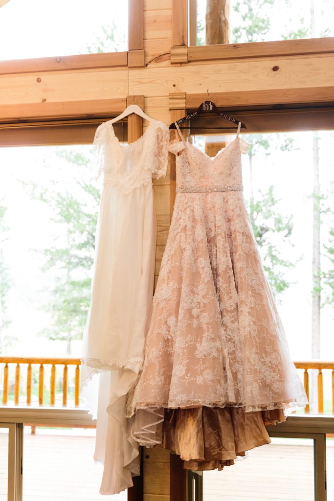 Jackson Hole wedding photographer captures mother and daughters wedding dress hanging