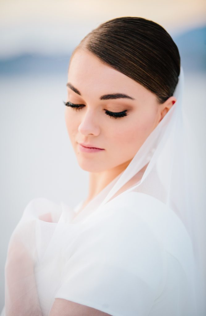 Jackson Hole wedding photographer captures Bride wrapped up in veil