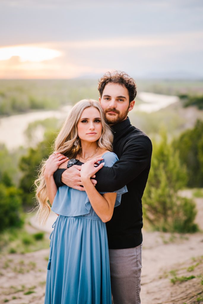 Jackson hole wedding photographer captures couple poses for sunset photos 