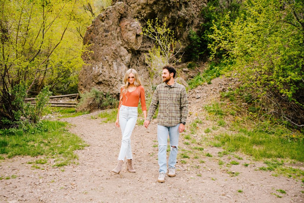 Jackson Hole wedding photographer captures couple walking 