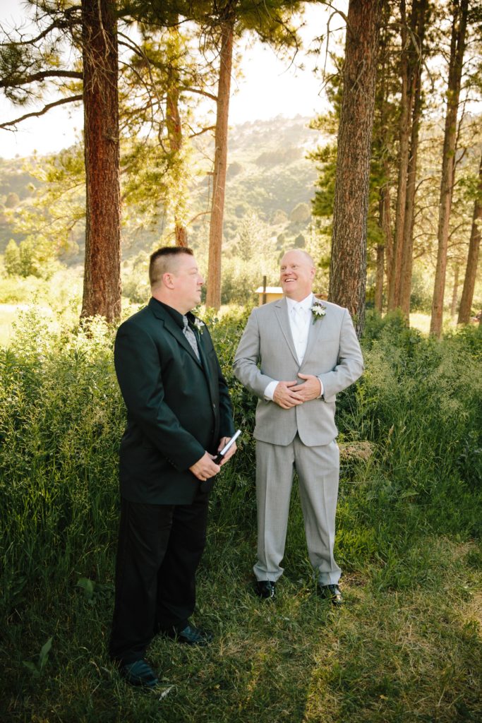 Jackson Hole wedding photographer captures groom waiting for bride for wedding