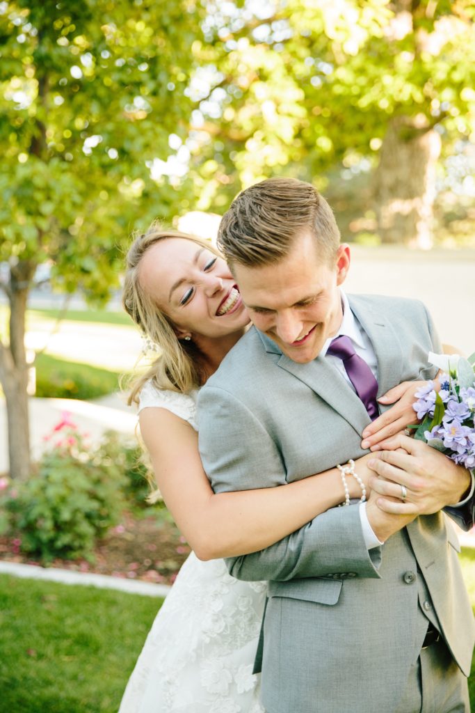 Jackson Hole wedding photographer captures bride teasing groom