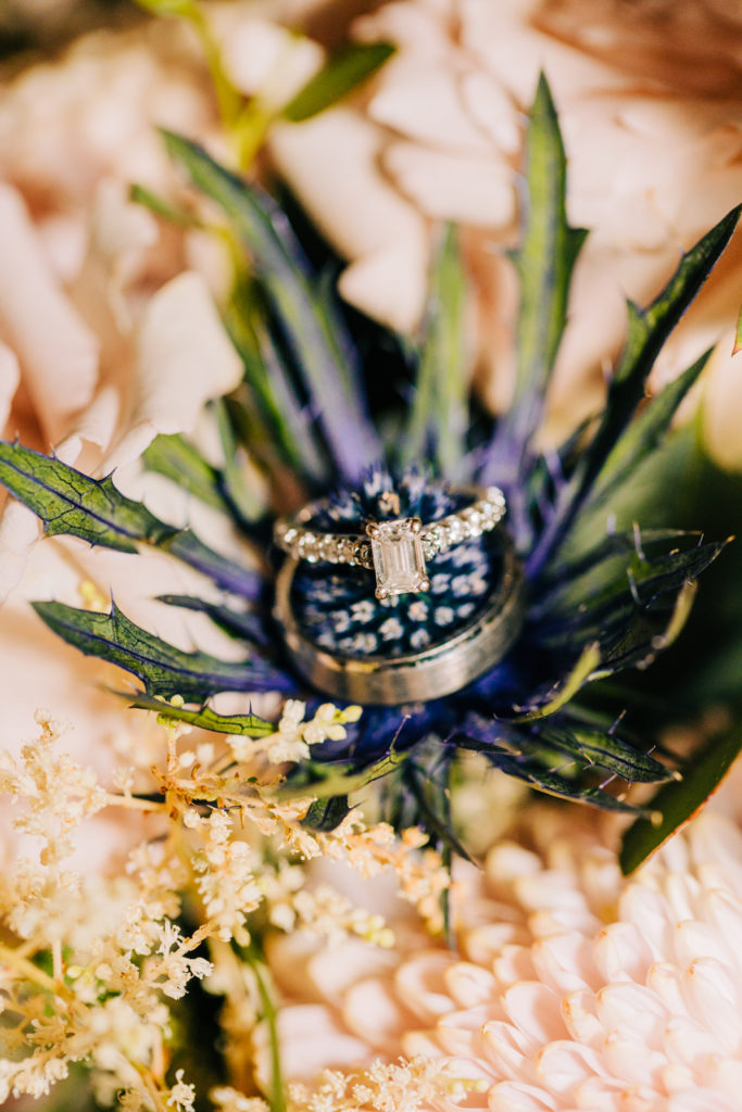 Jackson Hole wedding photographer captures ring detail on flowers