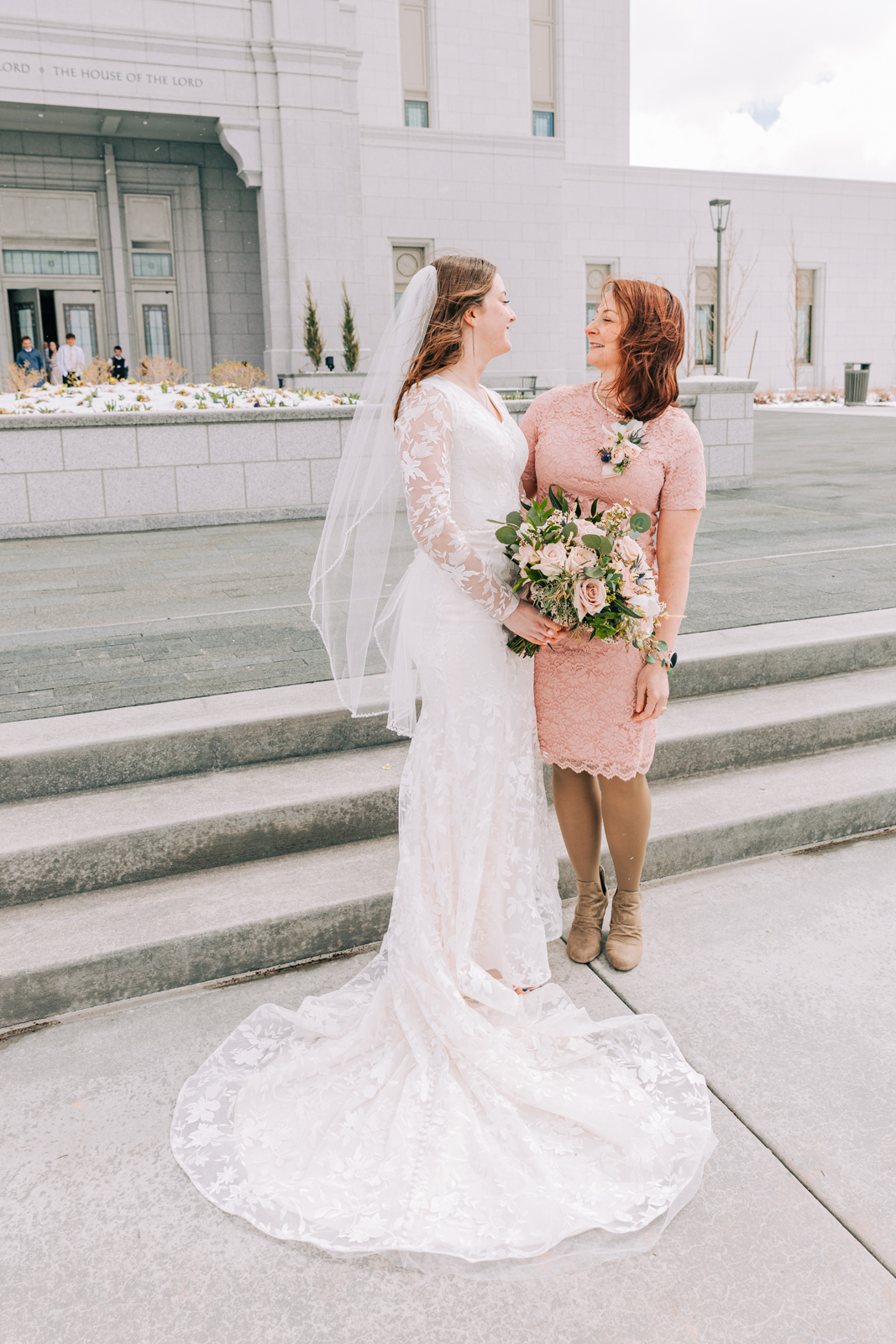 Jackson Hole wedding photographer captures mother of bride with bride