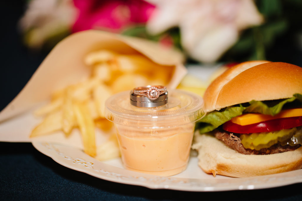 food at a wedding burger and fries