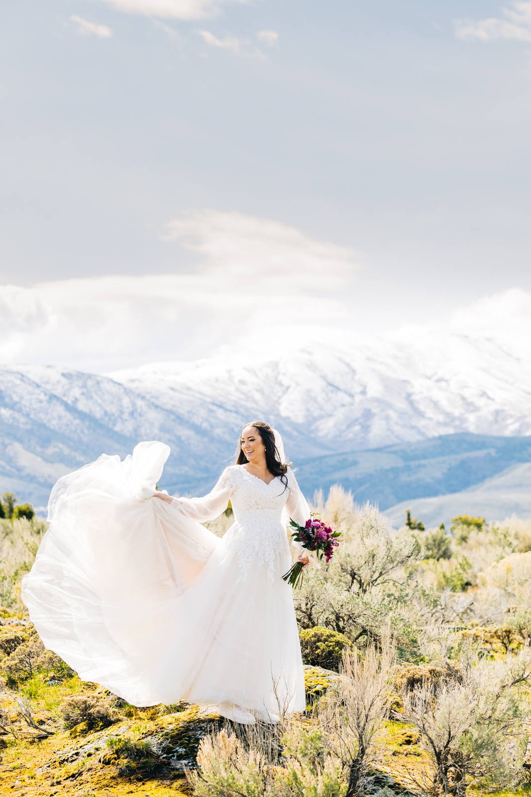 Jackson Hole wedding photographers capture adventure elopement bride in jackson hole