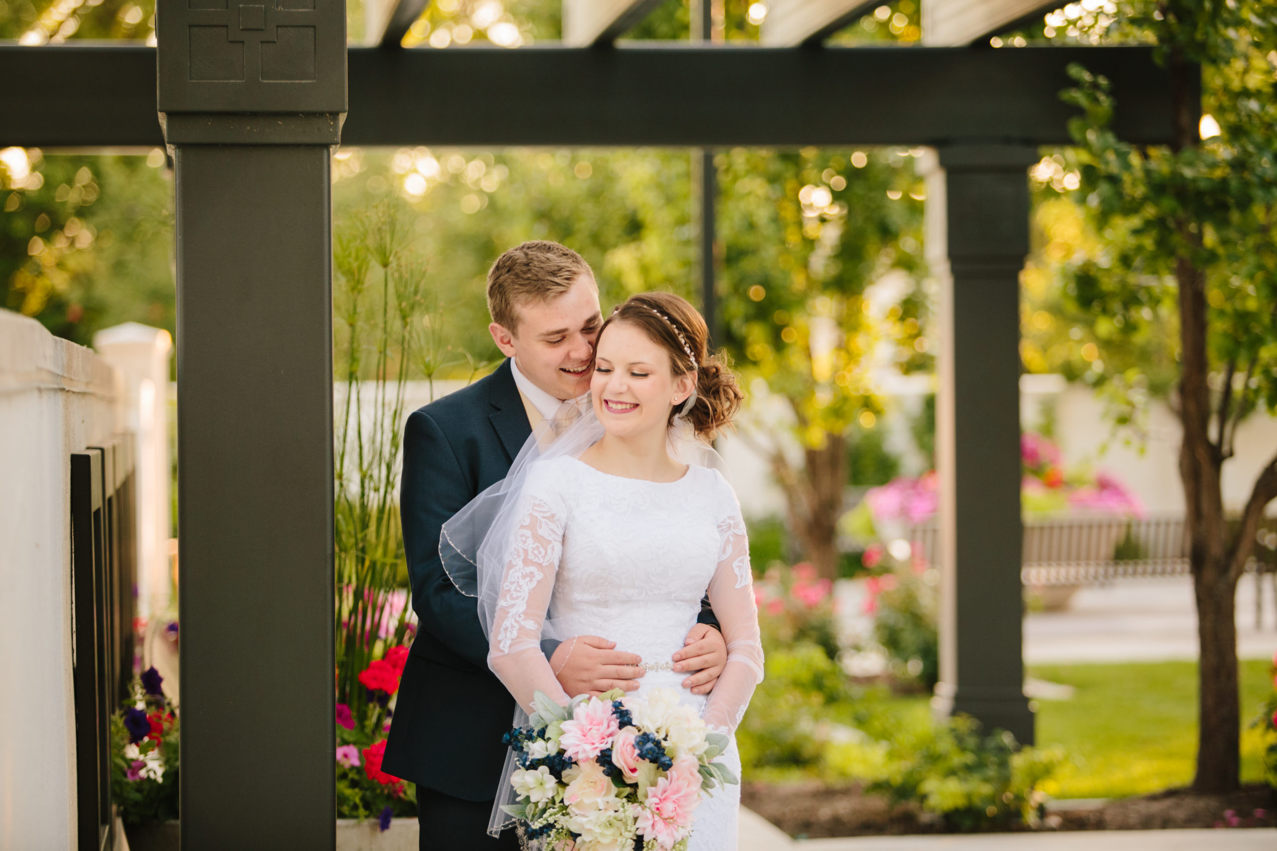 groom and bride laugh at idaho falls temple wedding Idaho Falls Temple Wedding Tips