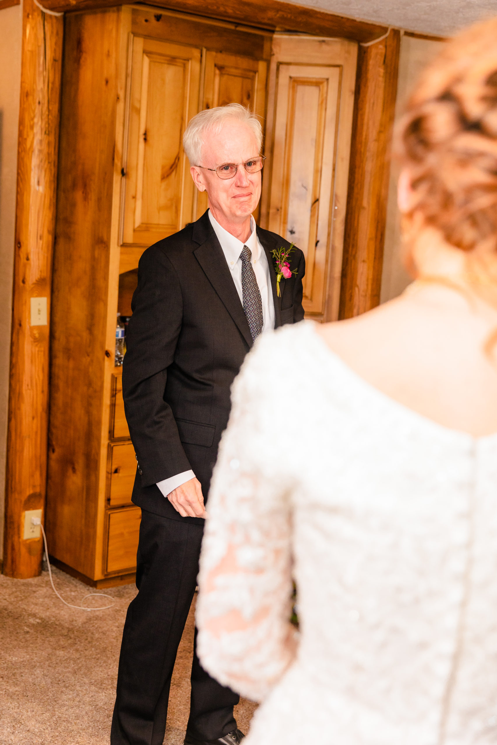 dress reveal to father of the bride with father crying emotional 