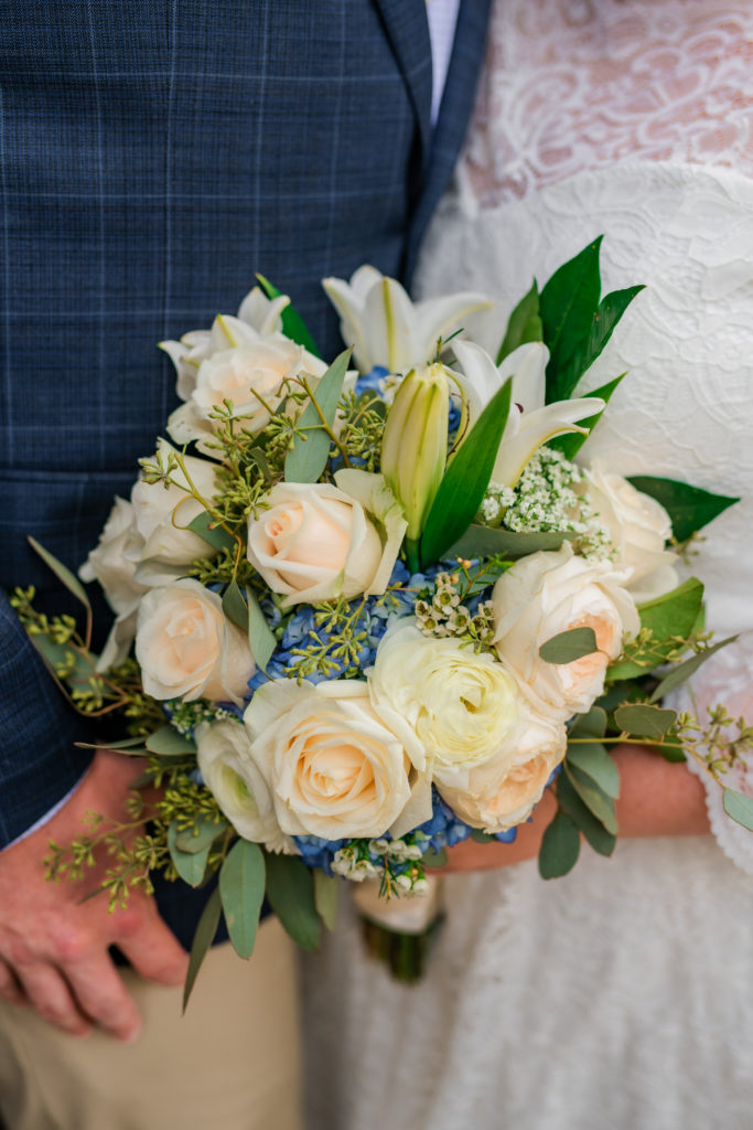 Jackson Hole wedding photographer captures close up of bridal bouquet