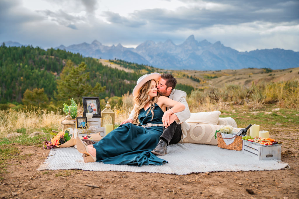 Jackson Hole elopement photographer captures couple sitting together in Grand Teton National Park