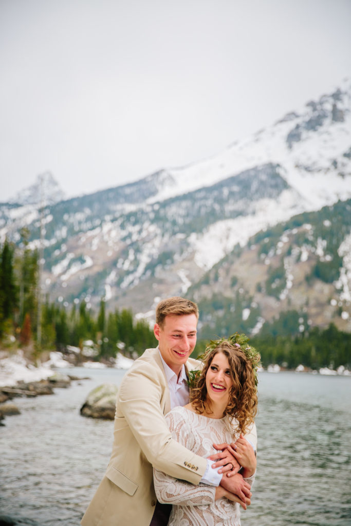 Jackson Hole elopement photographer captures grand teton wedding at Jenny Lake