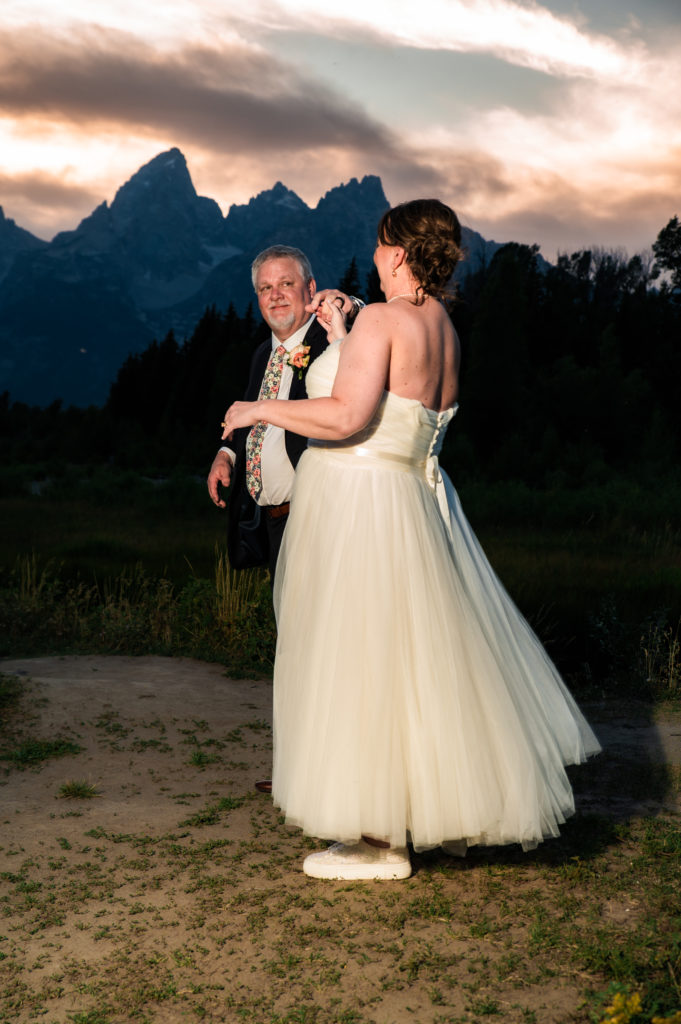 Jackson hole photographer captures couple celebrating recent marriage in Grand Teton National Park