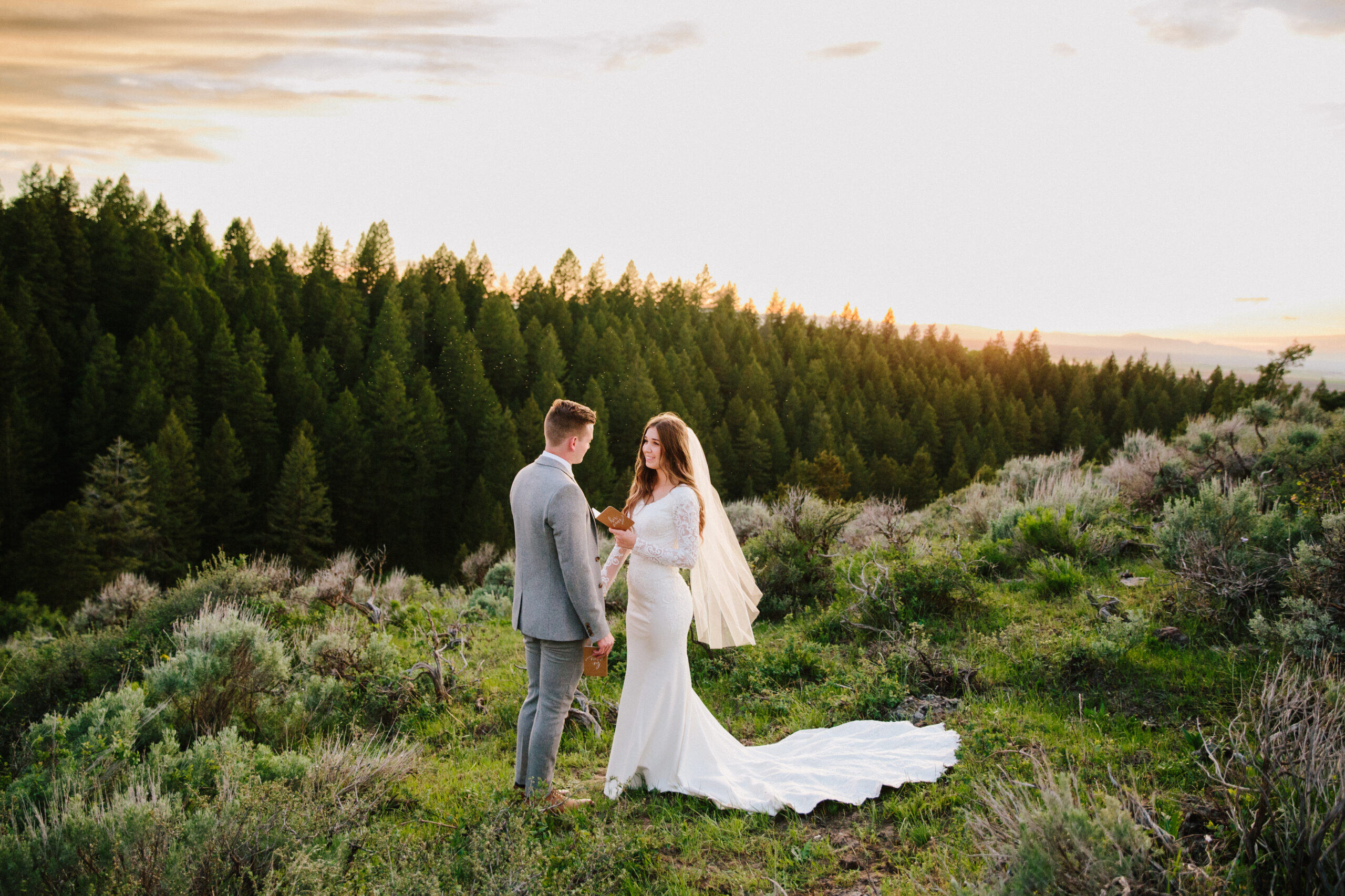 Jackson Hole photographers capture couple after first look at Sustainable Jackson Hole elopement
